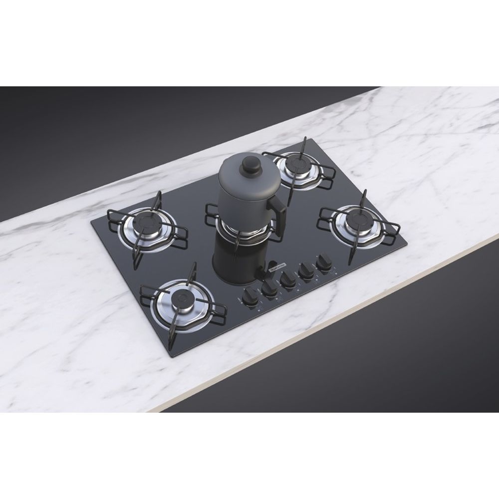 Cooktop Tramontina 5 Bocas Brasil com Acendimento Superautomático Preto