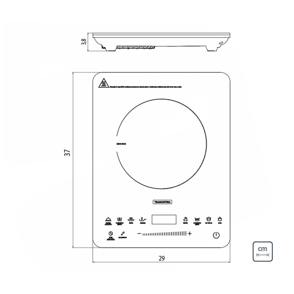 Cooktop de Indução Tramontina 1 Boca Portátil Slim Touch EI 30 Preto – 127 Volts - Imagem 4