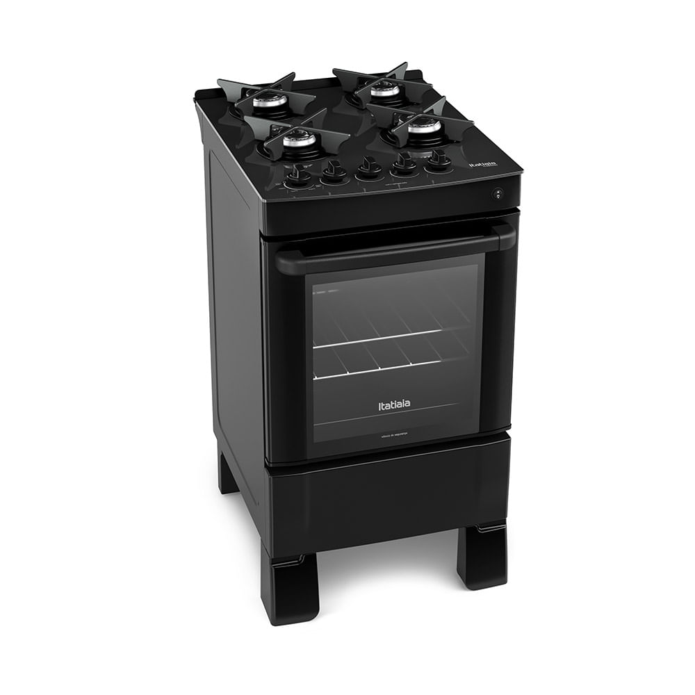 Fogão de Piso Itatiaia Itaglass 4 Bocas Mesa de Vidro Preto 3700000122 – Bivolt