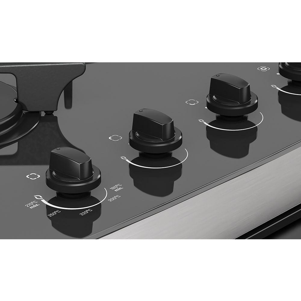 Fogão de Piso Itatiaia Itaglass 4 Bocas Mesa de Vidro Preto 3700000122 – Bivolt - Imagem 2