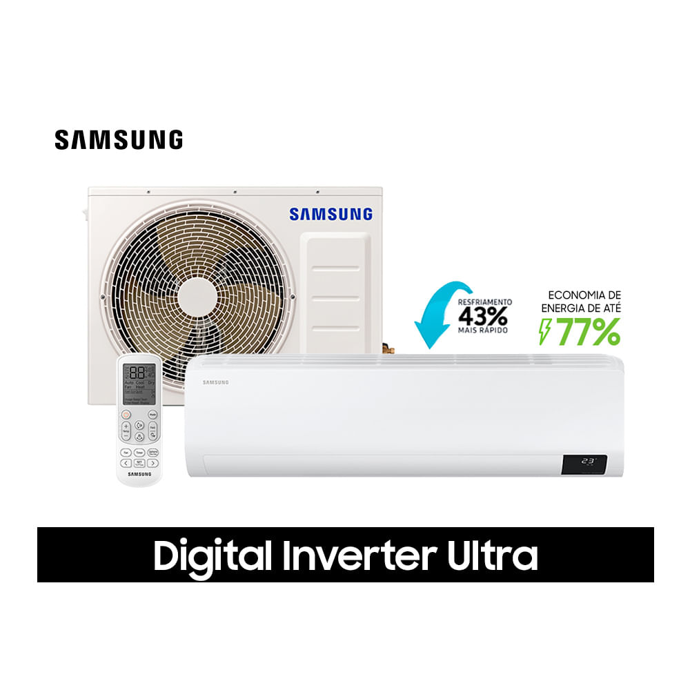Ar Condicionado Split Hi Wall Inverter Samsung Digital Ultra 22000 BTU/h Quente e Frio AR24TSHZDWKNAZ – 220 Volts
