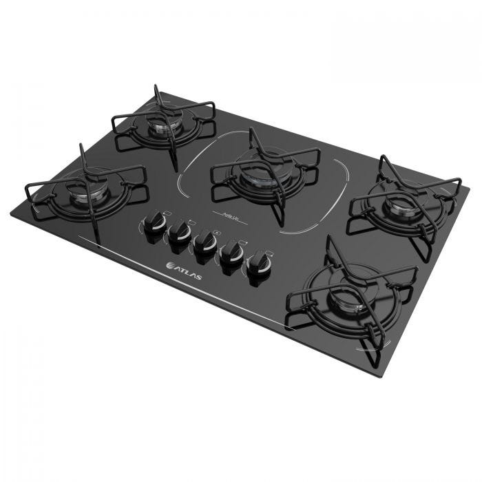 Cooktop Atlas 5 Bocas Agile Up Glass TC com Acendimento Superautomático e Mesa de Vidro Preto – Bivolt - Imagem 2