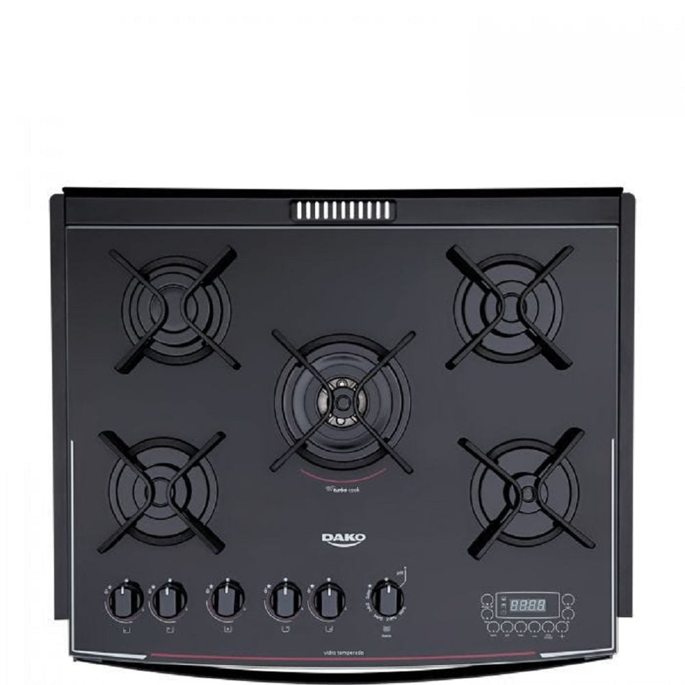 Fogão de Embutir Dako 5 Bocas Turbo Glass Preto - Bivolt - Imagem 5