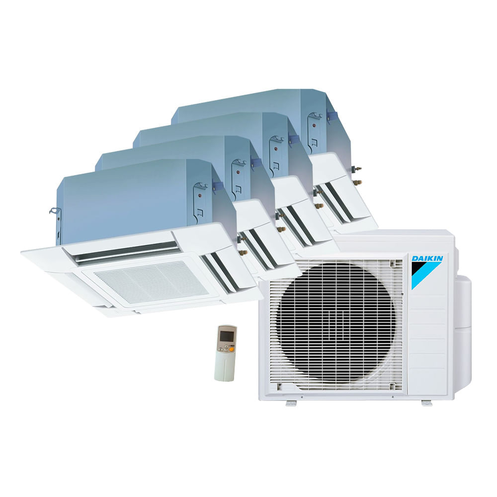 Ar Condicionado Multi Split Cassete 4 Vias Inverter Daikin  1x9000 + 3x12000 BTU/h Quente e Frio Monofásico 4MXS28PMVM - 220 Volts