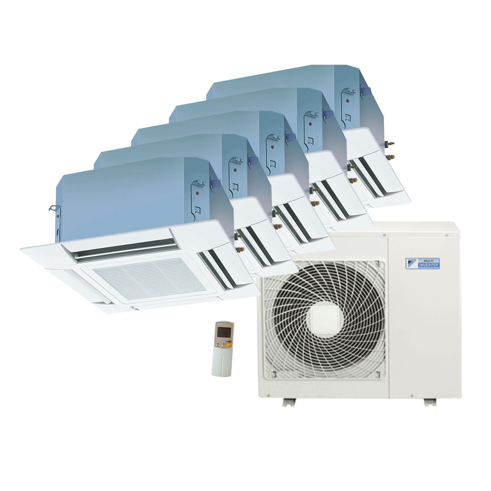 Ar Condicionado Multi Split Cassete 4 Vias Inverter Daikin  2x9000 + 3x12000 BTU/h Quente e Frio Monofásico 5MXS38PMVM - 220 Volts