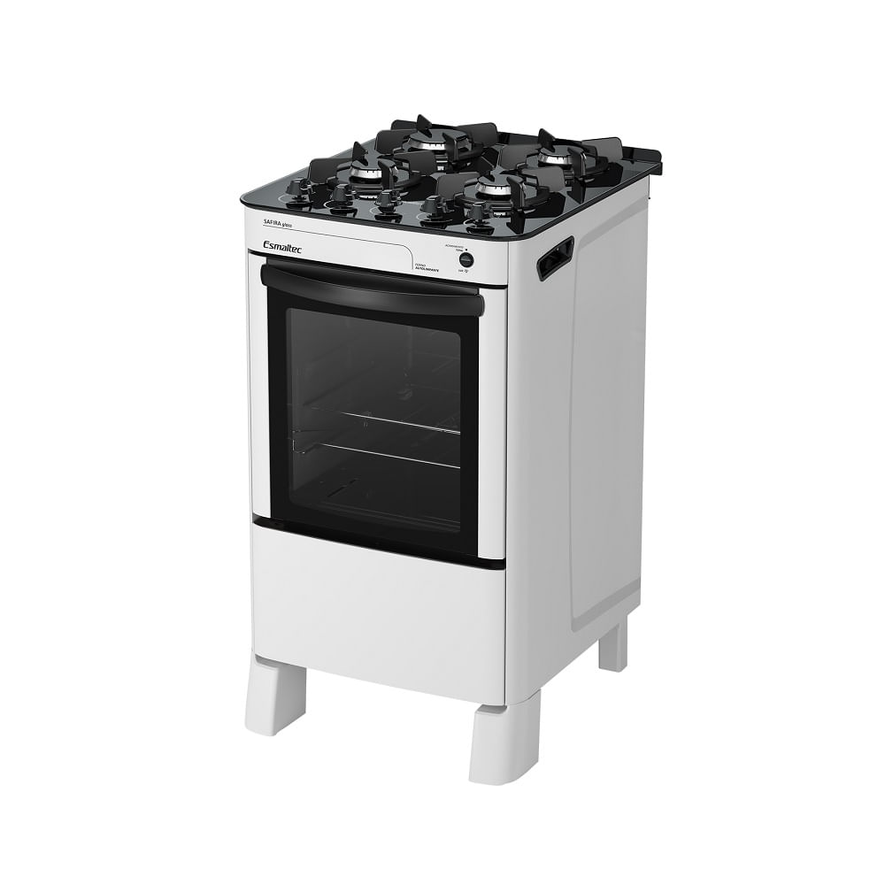 Fogão de Piso Esmaltec 4 Bocas Safira Glass Branco - Bivolt - Imagem 3