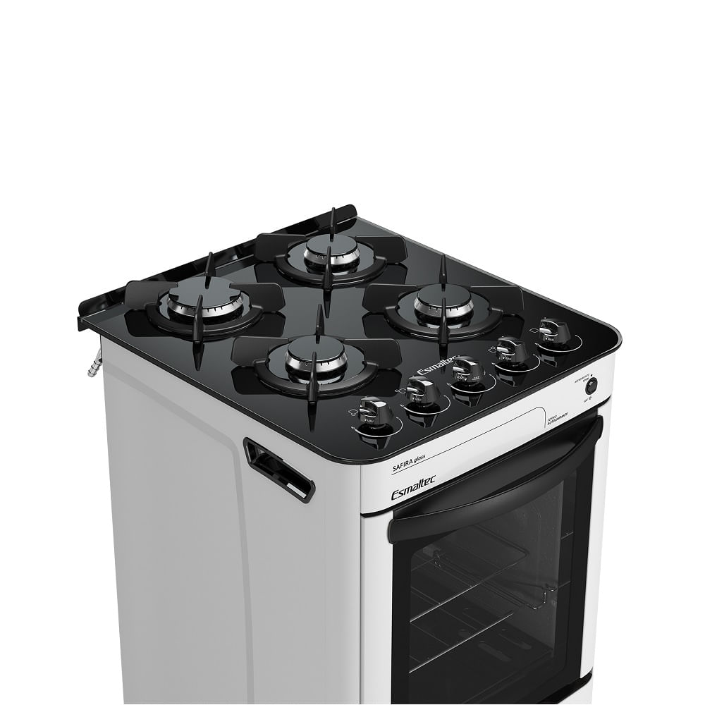 Fogão de Piso Esmaltec 4 Bocas Safira Glass Branco - Bivolt - Imagem 4
