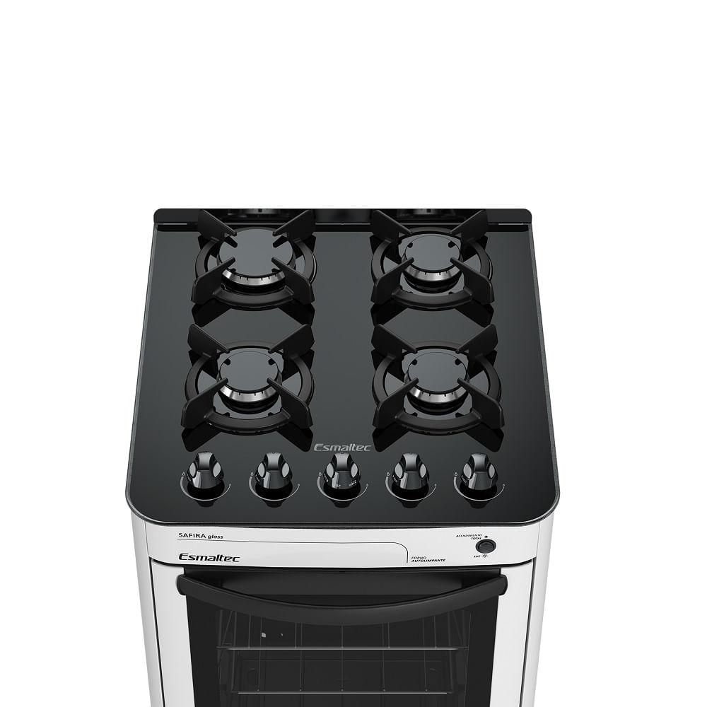 Fogão de Piso Esmaltec 4 Bocas Safira Glass Branco - Bivolt - Imagem 5