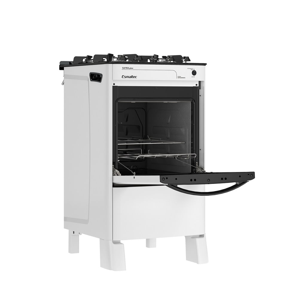 Fogão de Piso Esmaltec 4 Bocas Safira Glass Branco - Bivolt - Imagem 6