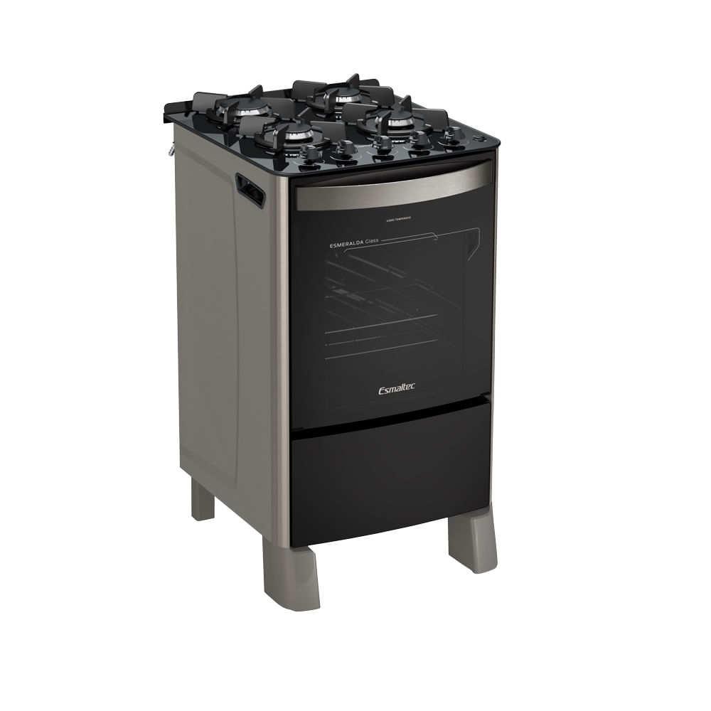 Fogão de Piso Esmaltec 4 Bocas Esmeralda Glass Inox – Bivolt - Imagem 2