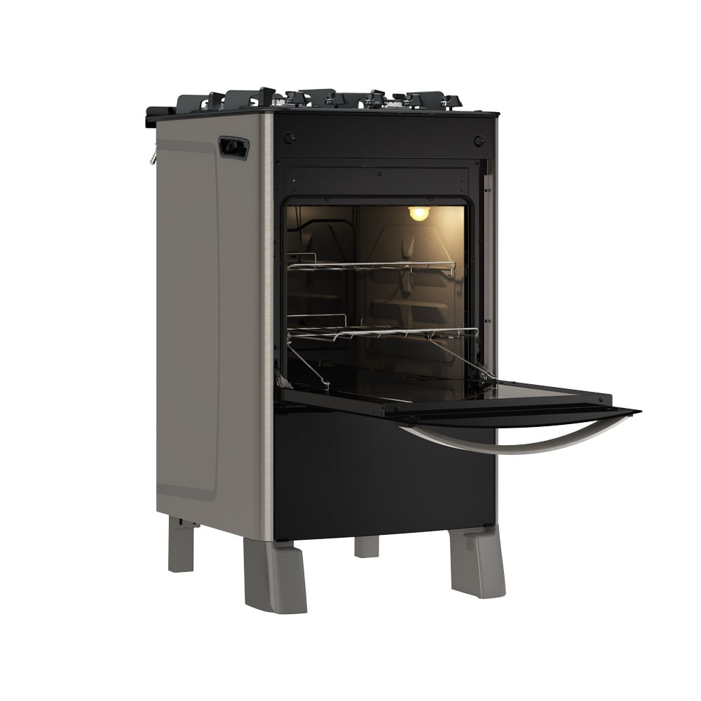 Fogão de Piso Esmaltec 4 Bocas Esmeralda Glass Inox – Bivolt - Imagem 3