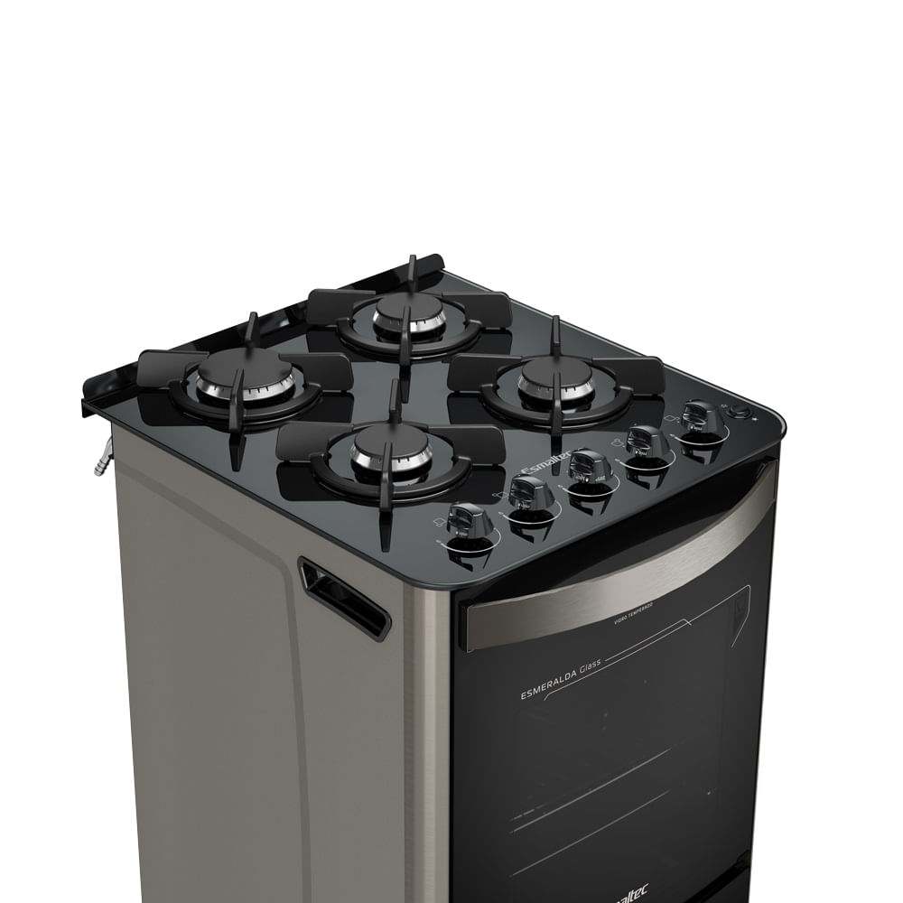 Fogão de Piso Esmaltec 4 Bocas Esmeralda Glass Inox – Bivolt - Imagem 4