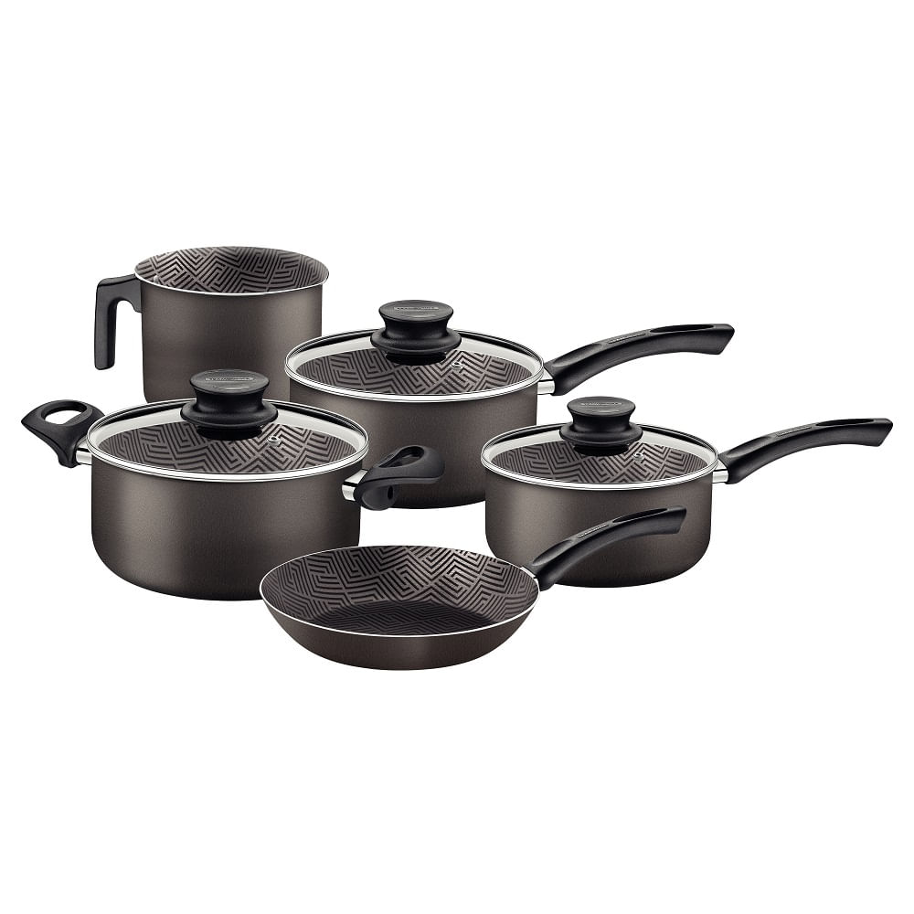 Jogo de Panelas Tramontina 5 Peças Paris em Alumínio com Revestimento Antiaderente Starflon Max Grafite