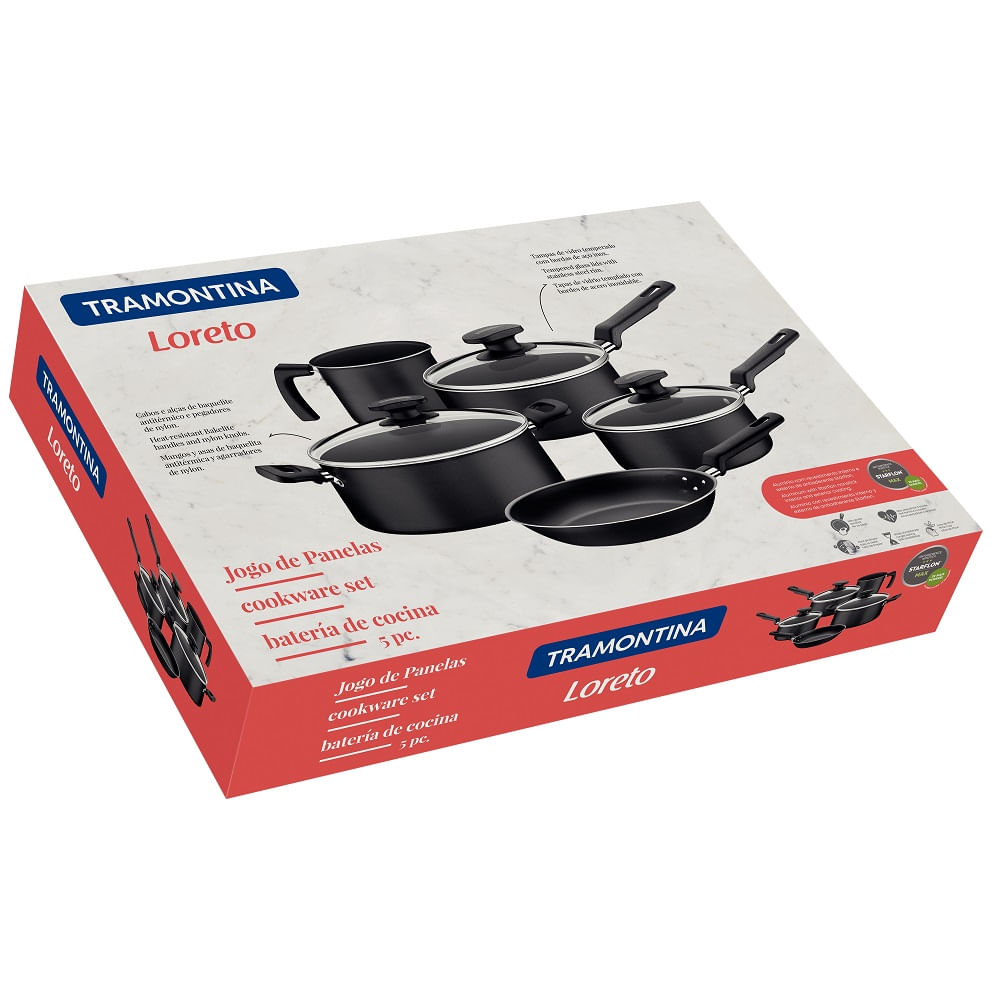 Jogo de Panelas Tramontina 5 Peças Loreto em Alumínio com Revestimento Antiaderente Starflon Max com Cabos e Alças Grafite - Imagem 8