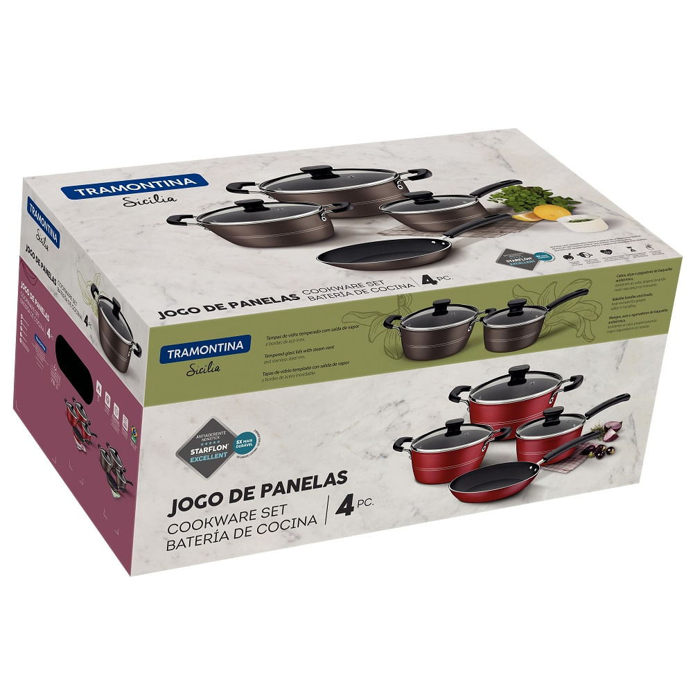 Jogo de Panelas Tramontina 4 Peças Sicília em Alumínio com Revestimento Antiaderente Starflon Excellent Vermelho - Imagem 6