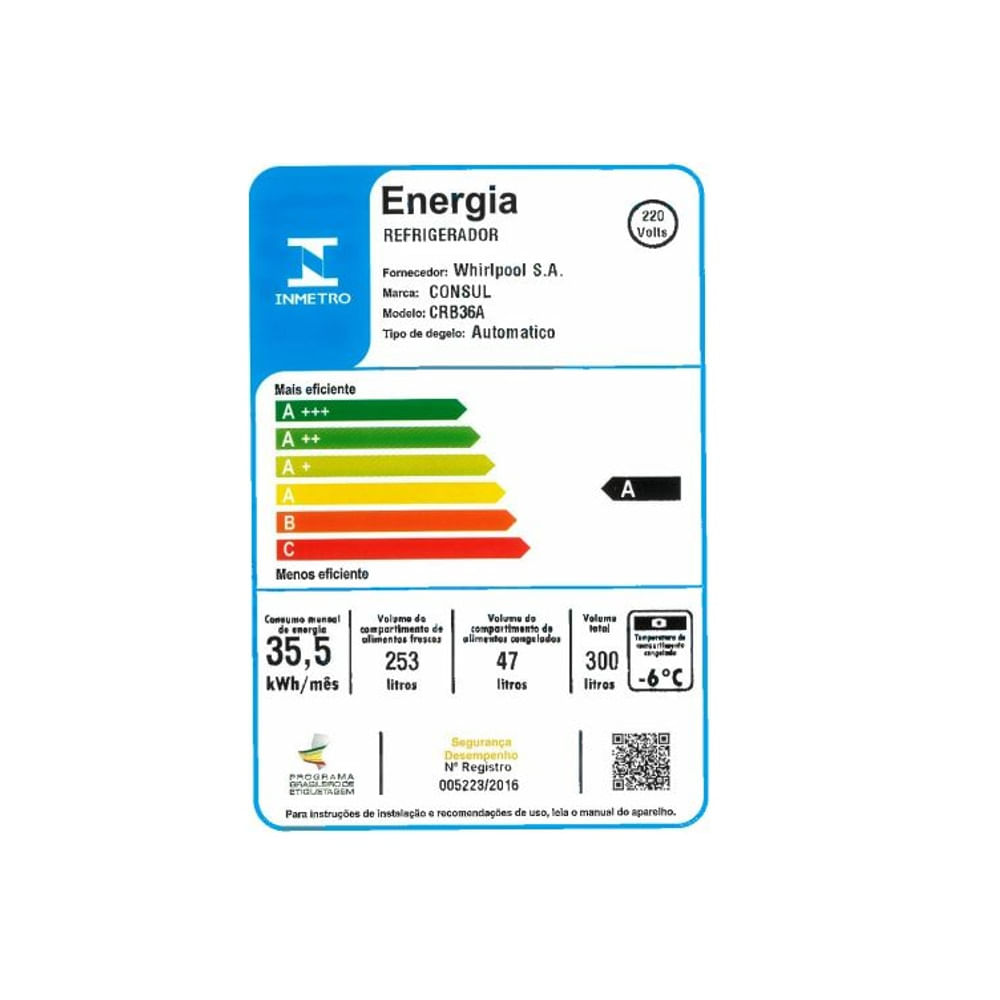 Refrigerador Consul Frost Free 300 Litros CRB36ABBNA Branco – 220 Volts - Imagem 4