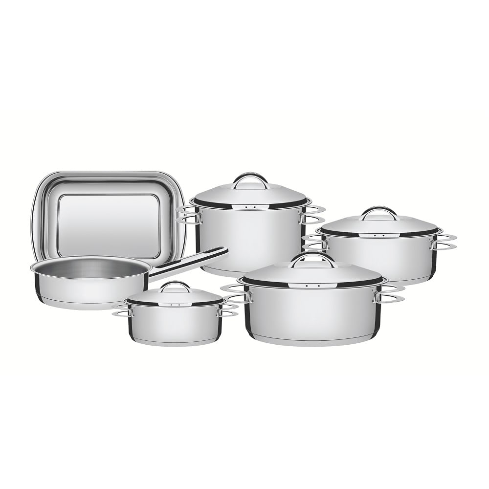 Jogo de Panelas Tramontina 6 Peças Solar em Aço Inox com Fundo Triplo