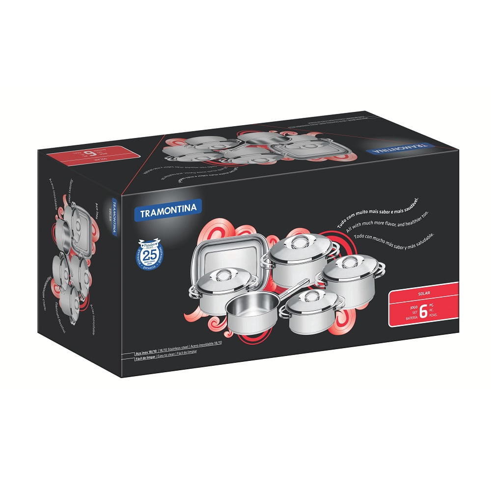 Jogo de Panelas Tramontina 6 Peças Solar em Aço Inox com Fundo Triplo - Imagem 9