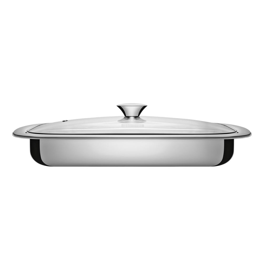 Kit Assadeira Tramontina 3 Peças Cosmos em Aço Inox com Tampa de Vidro - Imagem 2
