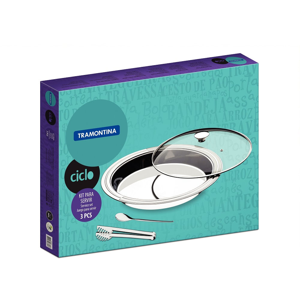 Kit para Servir Tramontina 3 Peças Ciclo Redondo em Aço Inox - Imagem 3