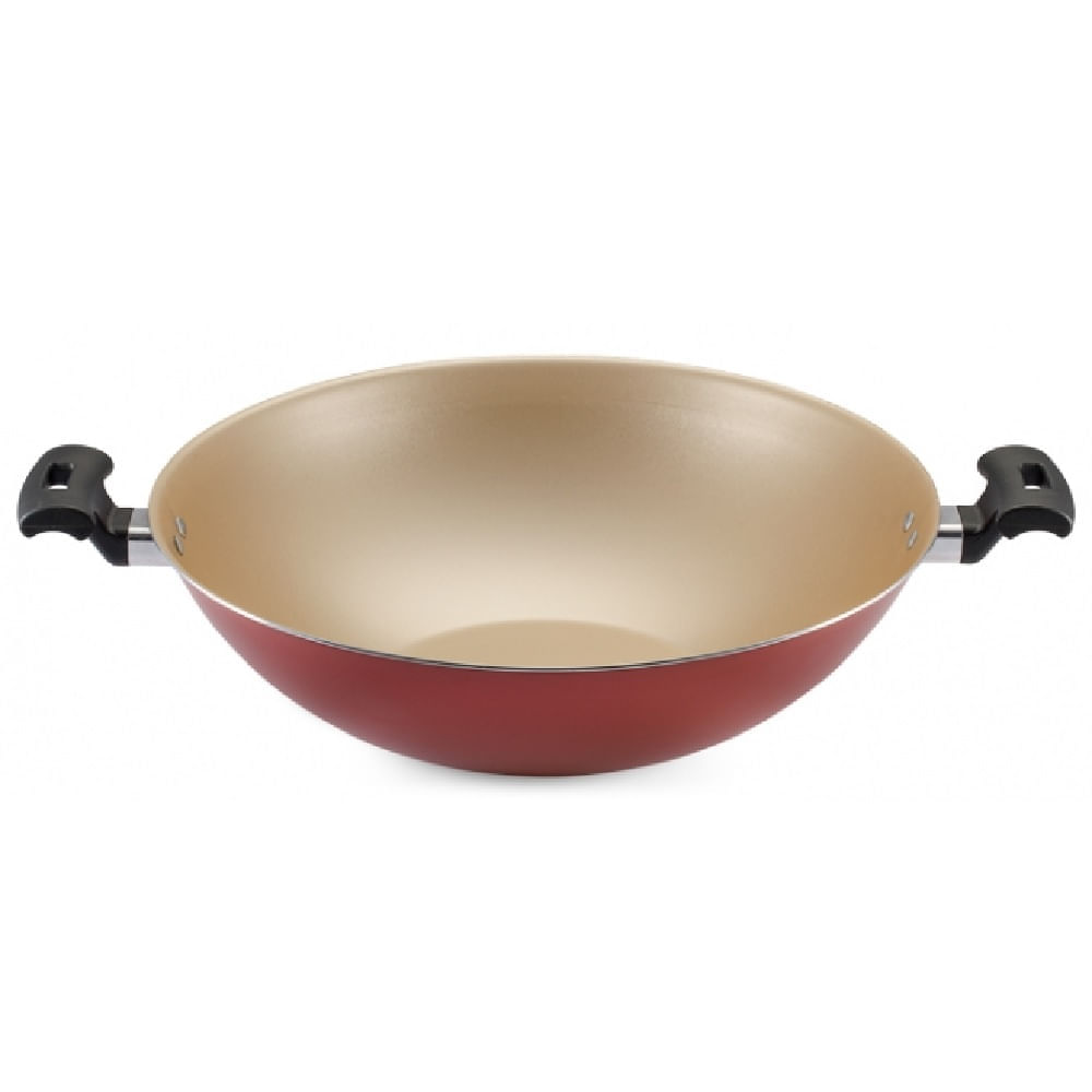 Panela Wok Panelux 5 Litros 32cm Antiaderente com Tampa de Vidro Premium Cereja - Imagem 2