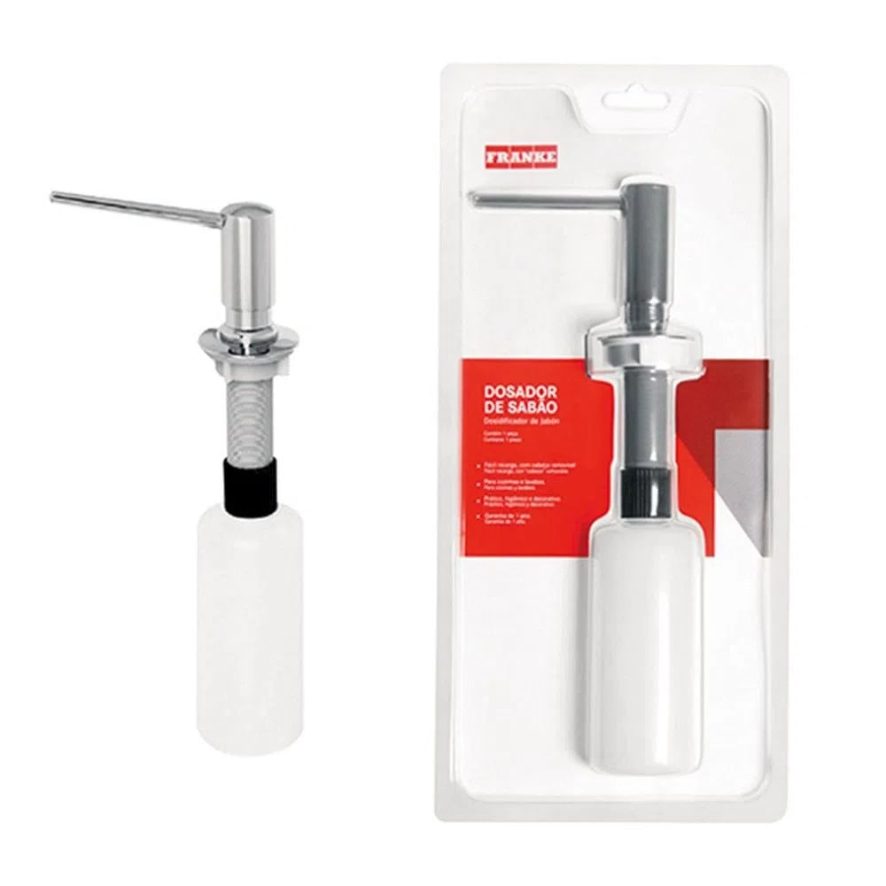 Dosador de Sabão de Embutir e Sobrepor Franke 250ml Alto Brilho Cromado - Imagem 3
