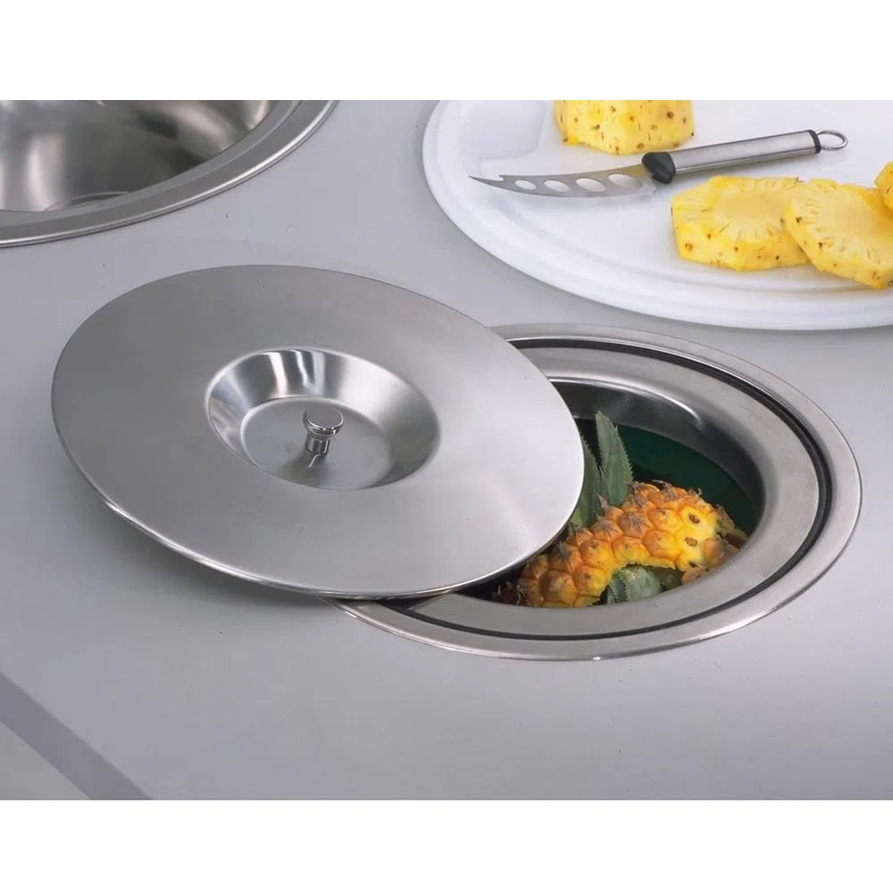 Lixeira de Sobrepor Franke 12 Litros Redonda com Balde Removível Inox - Imagem 2