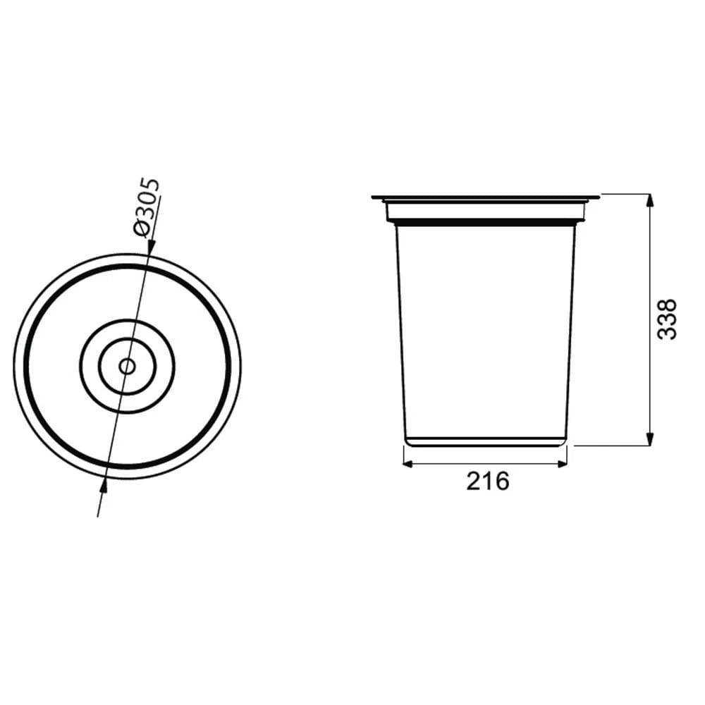 Lixeira de Sobrepor Franke 12 Litros Redonda com Balde Removível Inox - Imagem 3