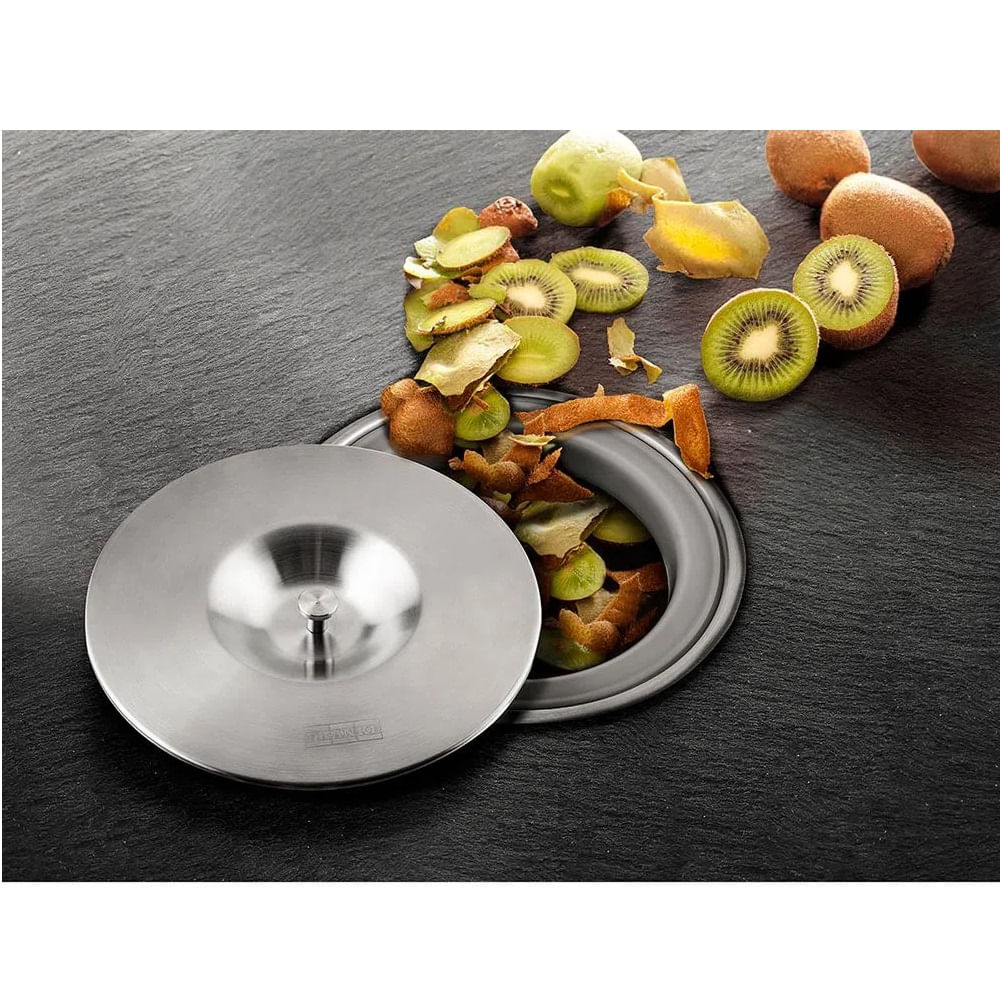 Lixeira de Sobrepor Franke 5 Litros Redonda Aço Inox Escovado - Imagem 2