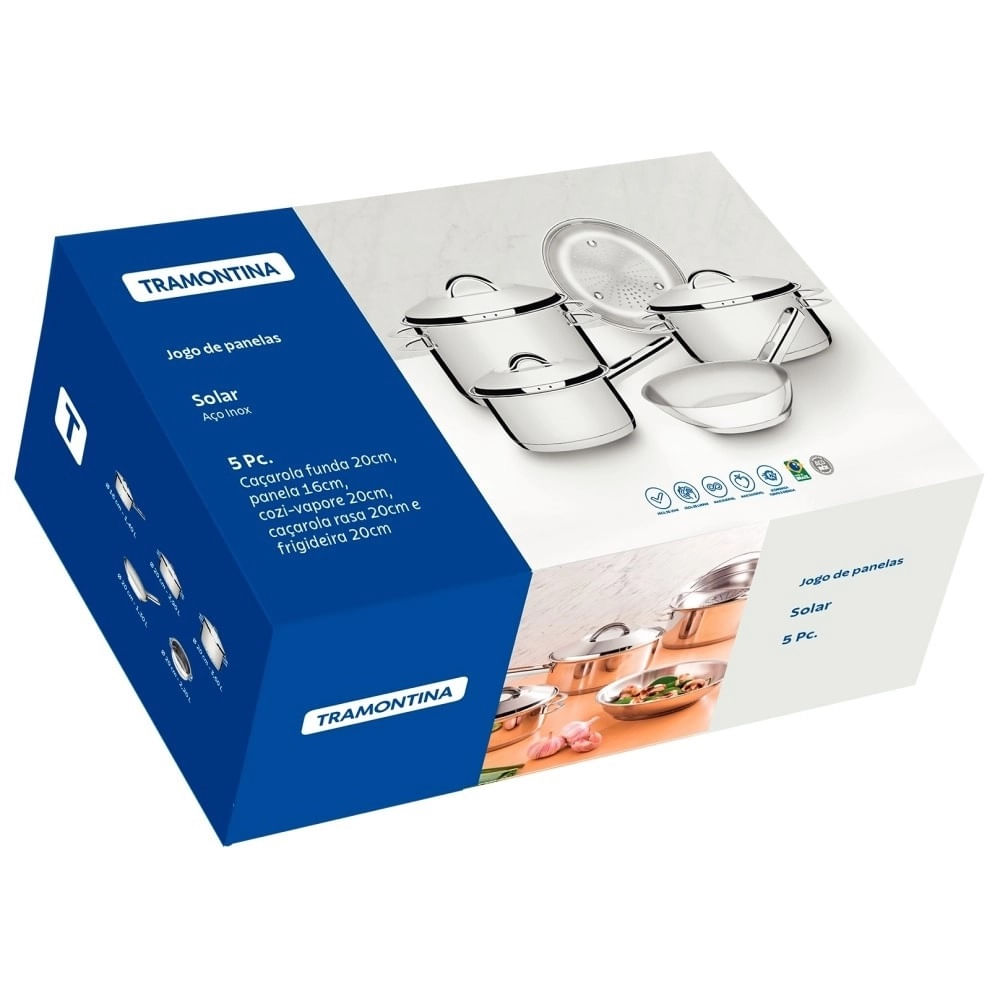 Jogo de Panelas Tramontina Solar 5 Peças em Aço Inox com Fundo Triplo - Imagem 8