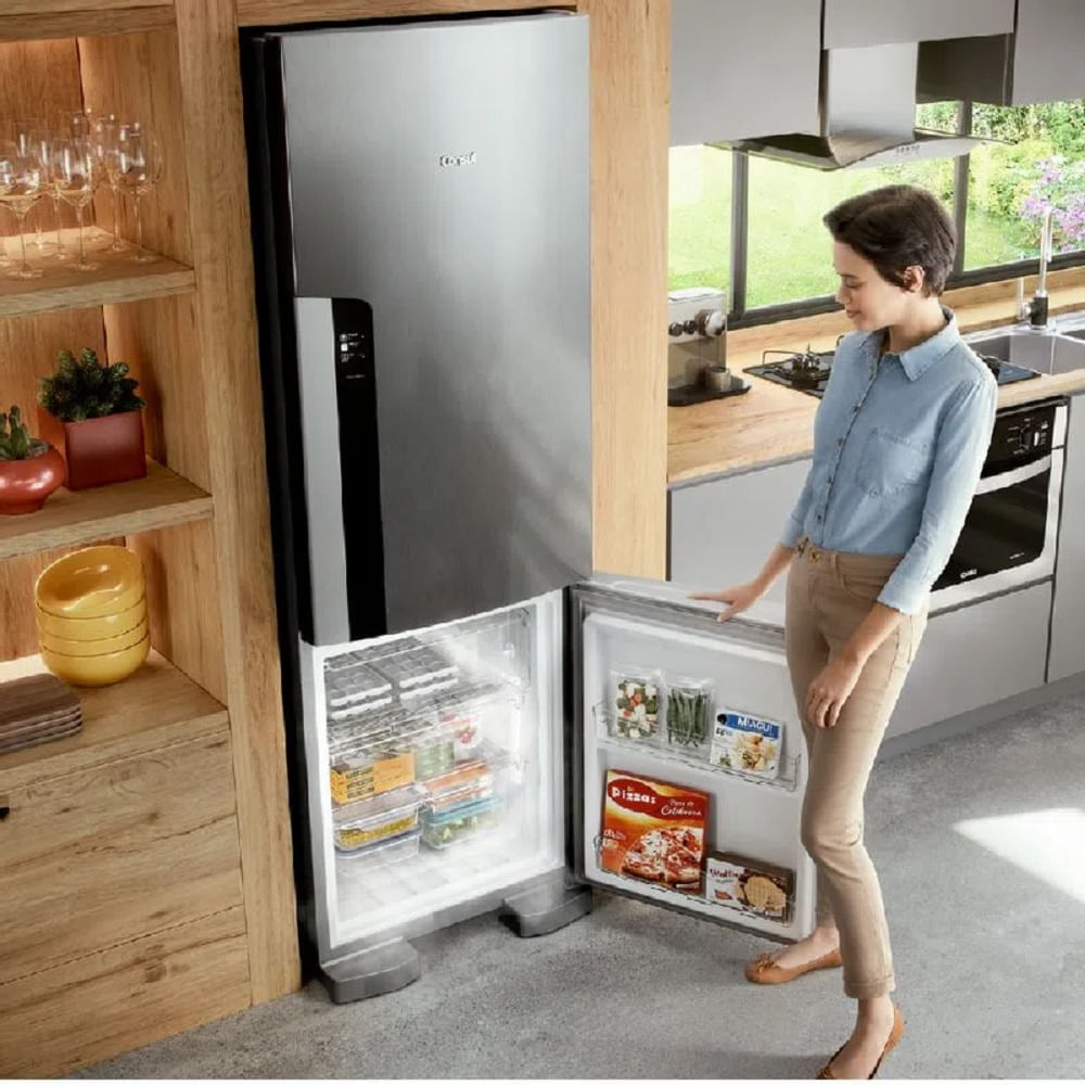 Refrigerador Consul 397 Litros Frost Free Duplex Evox Inox Com Freezer Embaixo CRE44BK – 127 Volts - Imagem 9