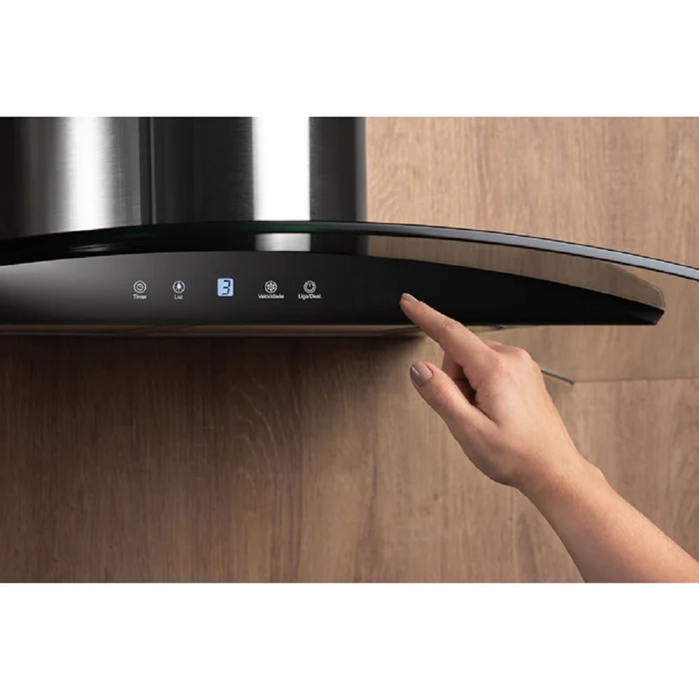 Coifa de parede Fischer Talent Touch 90 cm Vidro Digital - 220 Volts - Imagem 3