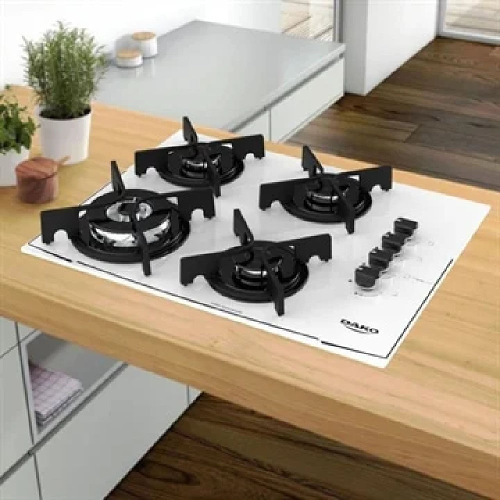 Cooktop Dako 4 Bocas Glass Turbo Cook com Mesa de Vidro e Tripla Chama Branco – Bivolt - Imagem 3