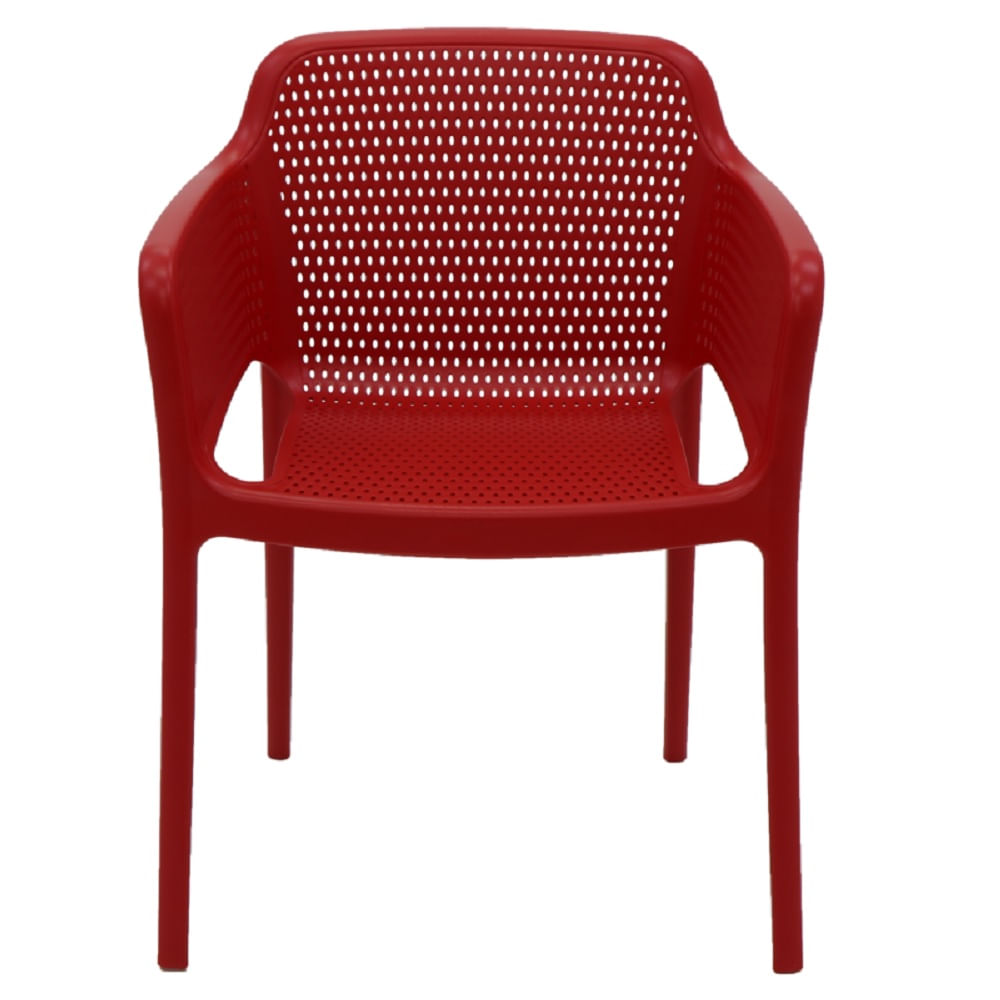 Conjunto de 4 Cadeiras Tramontina Gabriela Fibra de Vidro Vermelho - Imagem 2