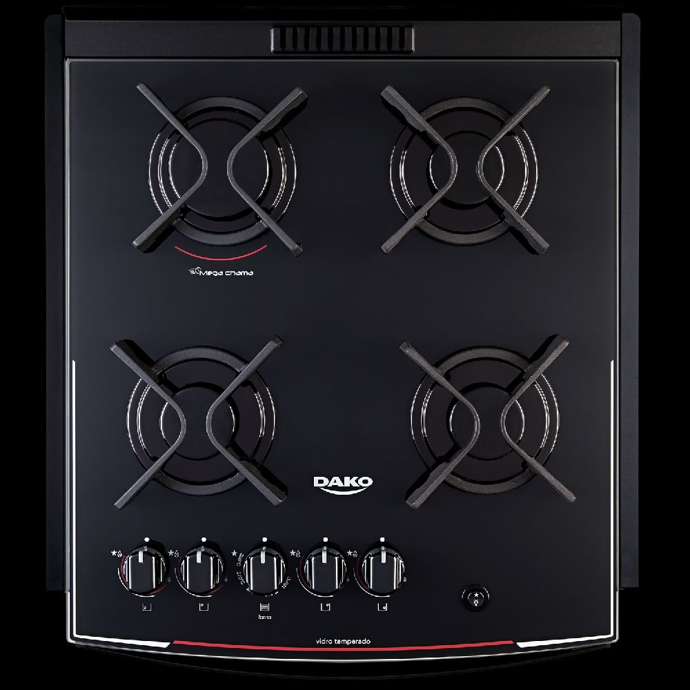 Fogão de Embutir Dako 4 Bocas Turbo Glass Preto - Bivolt - Imagem 7