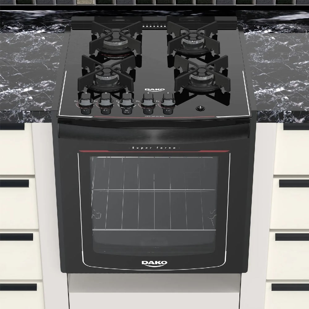 Fogão de Embutir Dako 4 Bocas Turbo Glass Preto - Bivolt - Imagem 8