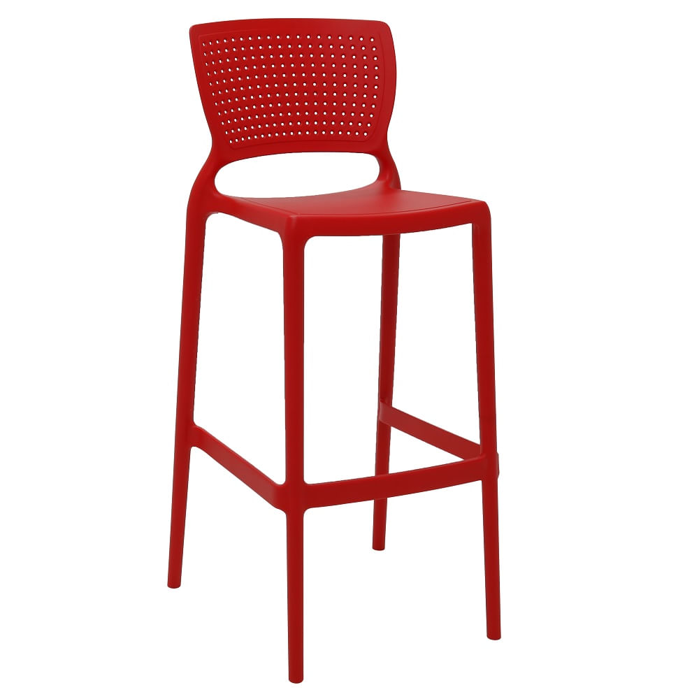 Conjunto de 4 Cadeiras Plásticas Tramontina Safira Alta Bar em Polipropileno e Fibra de Vidro Vermelho - Imagem 2