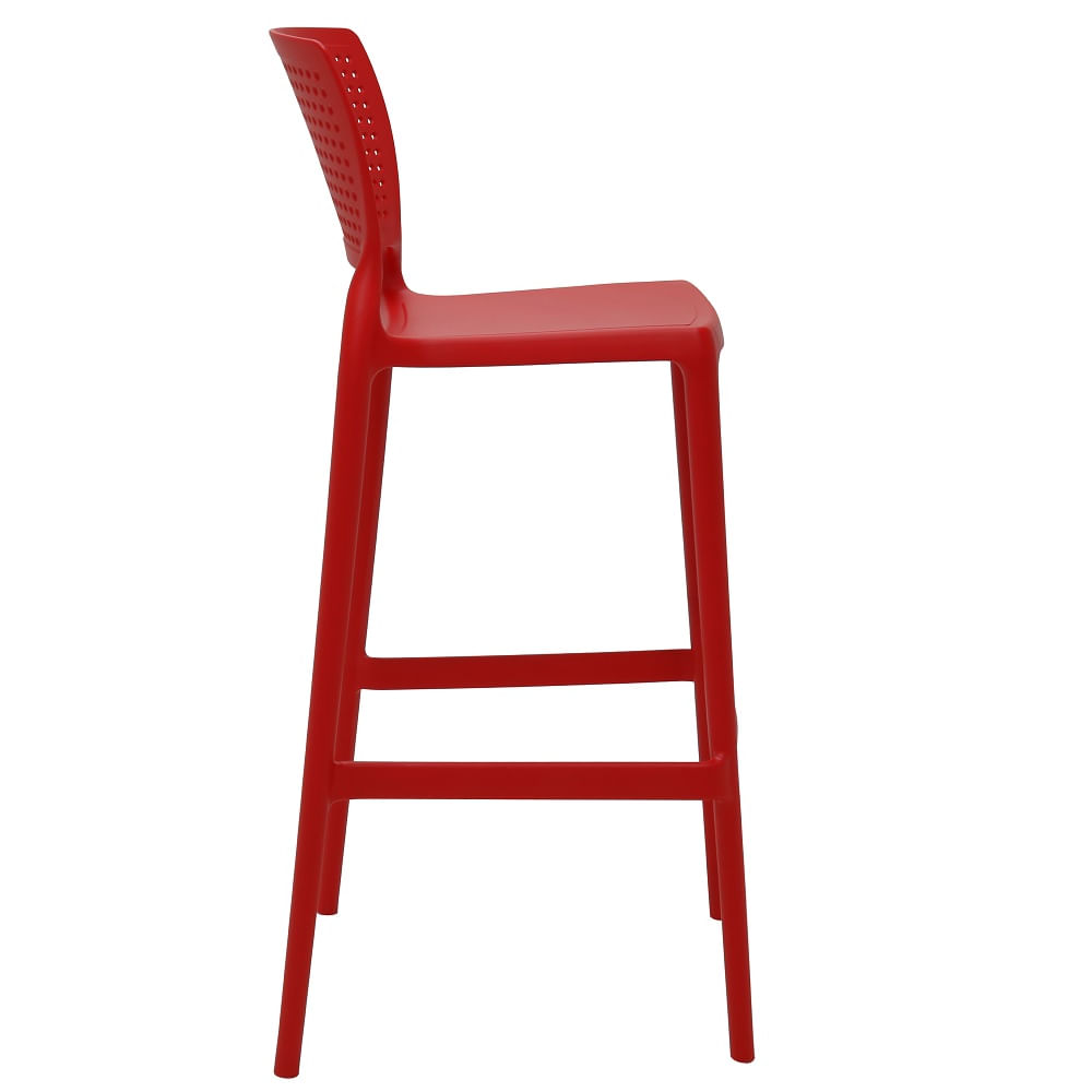 Conjunto de 4 Cadeiras Plásticas Tramontina Safira Alta Bar em Polipropileno e Fibra de Vidro Vermelho - Imagem 3