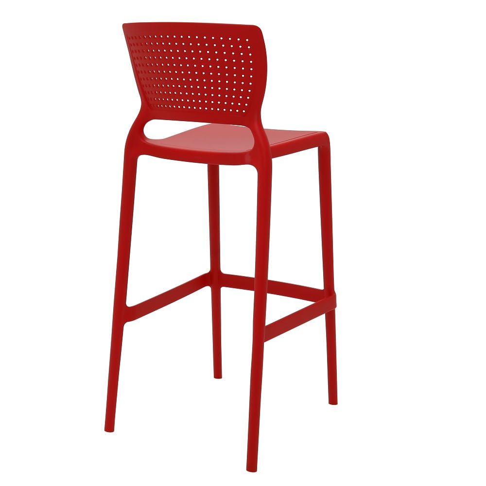 Conjunto de 4 Cadeiras Plásticas Tramontina Safira Alta Bar em Polipropileno e Fibra de Vidro Vermelho - Imagem 4