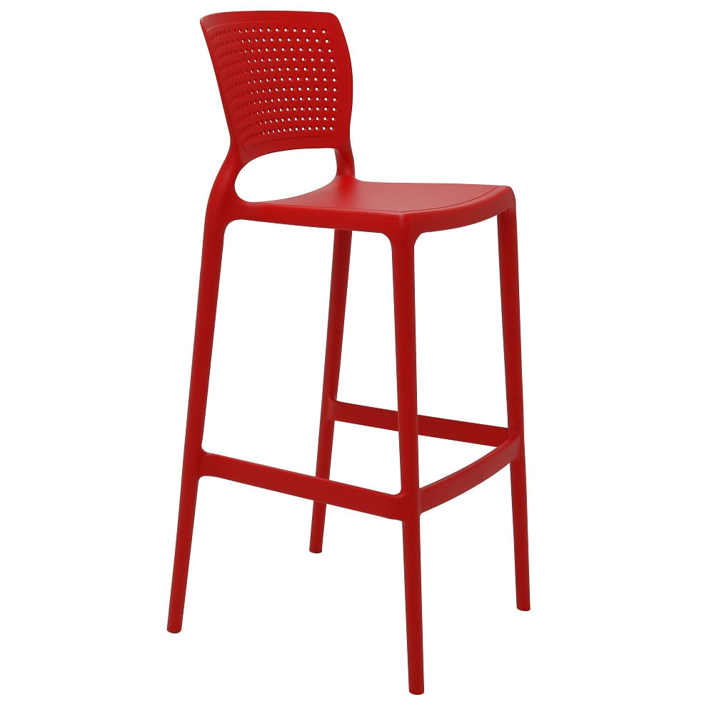Conjunto de 4 Cadeiras Plásticas Tramontina Safira Alta Bar em Polipropileno e Fibra de Vidro Vermelho - Imagem 6