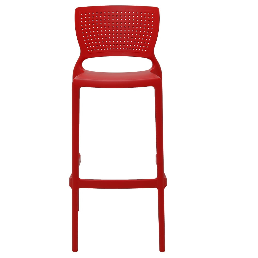 Conjunto de 4 Cadeiras Plásticas Tramontina Safira Alta Bar em Polipropileno e Fibra de Vidro Vermelho - Imagem 7
