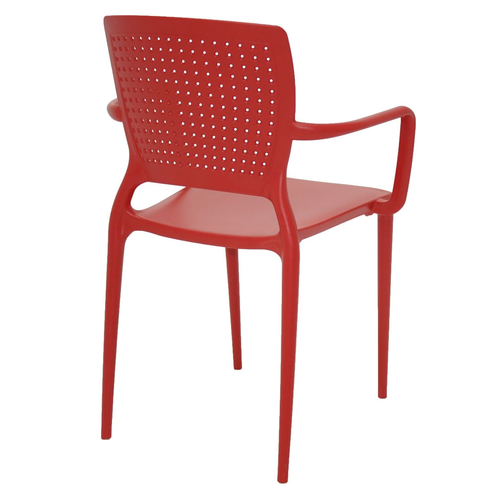 Conjunto de 4 Cadeiras Plásticas Tramontina Safira em Polipropileno e Fibra de Vidro com Braços Vermelho - Imagem 4