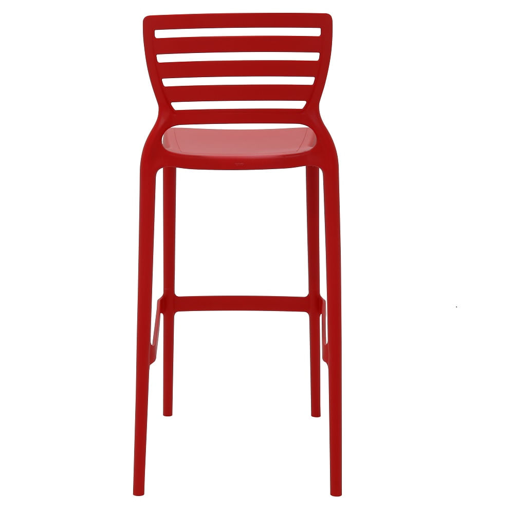 Conjunto de 4 Cadeiras Plásticas Tramontina Sofia Alta Bar em Polipropileno e Fibra de Vidro Vermelho - Imagem 5