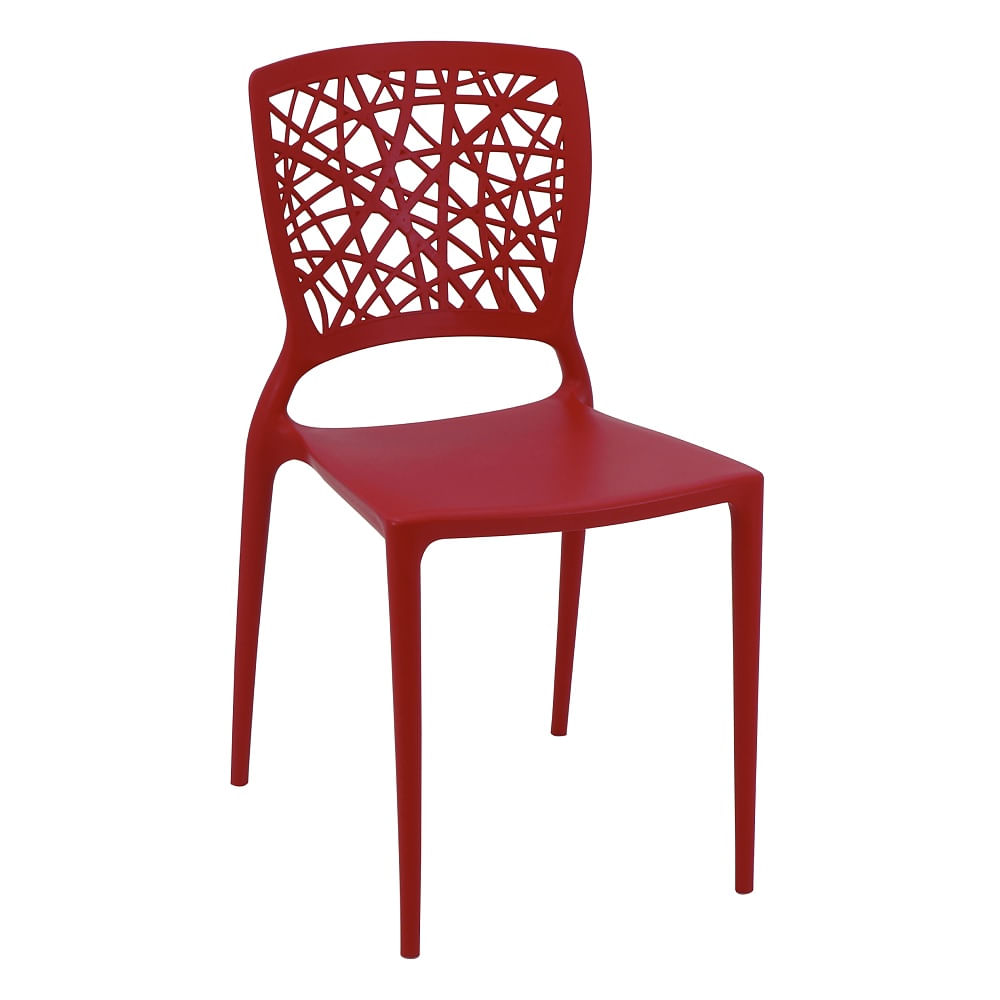 Conjunto de 4 Cadeiras Plásticas Tramontina Joana em Polipropileno e Fibra de Vidro Vermelho - Imagem 3