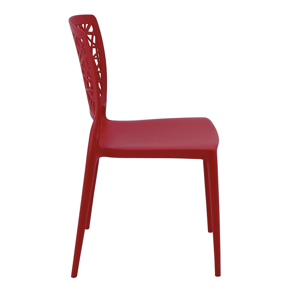 Conjunto de 4 Cadeiras Plásticas Tramontina Joana em Polipropileno e Fibra de Vidro Vermelho - Imagem 4