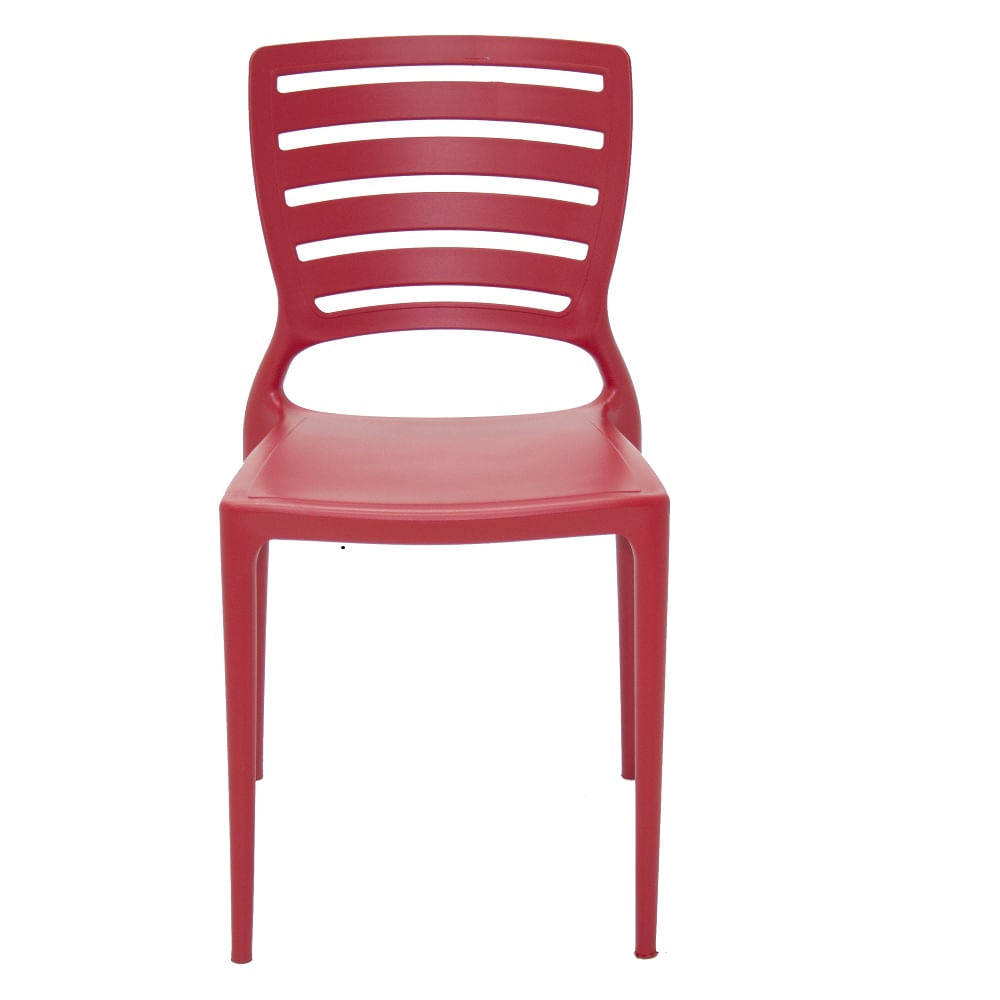 Conjunto de 4 Cadeiras Plásticas Tramontina Sofia com Encosto Horizontal em Polipropileno e Fibra de Vidro Vermelho - Imagem 2