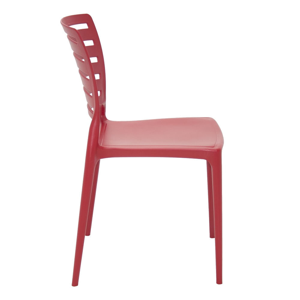 Conjunto de 4 Cadeiras Plásticas Tramontina Sofia com Encosto Horizontal em Polipropileno e Fibra de Vidro Vermelho - Imagem 3