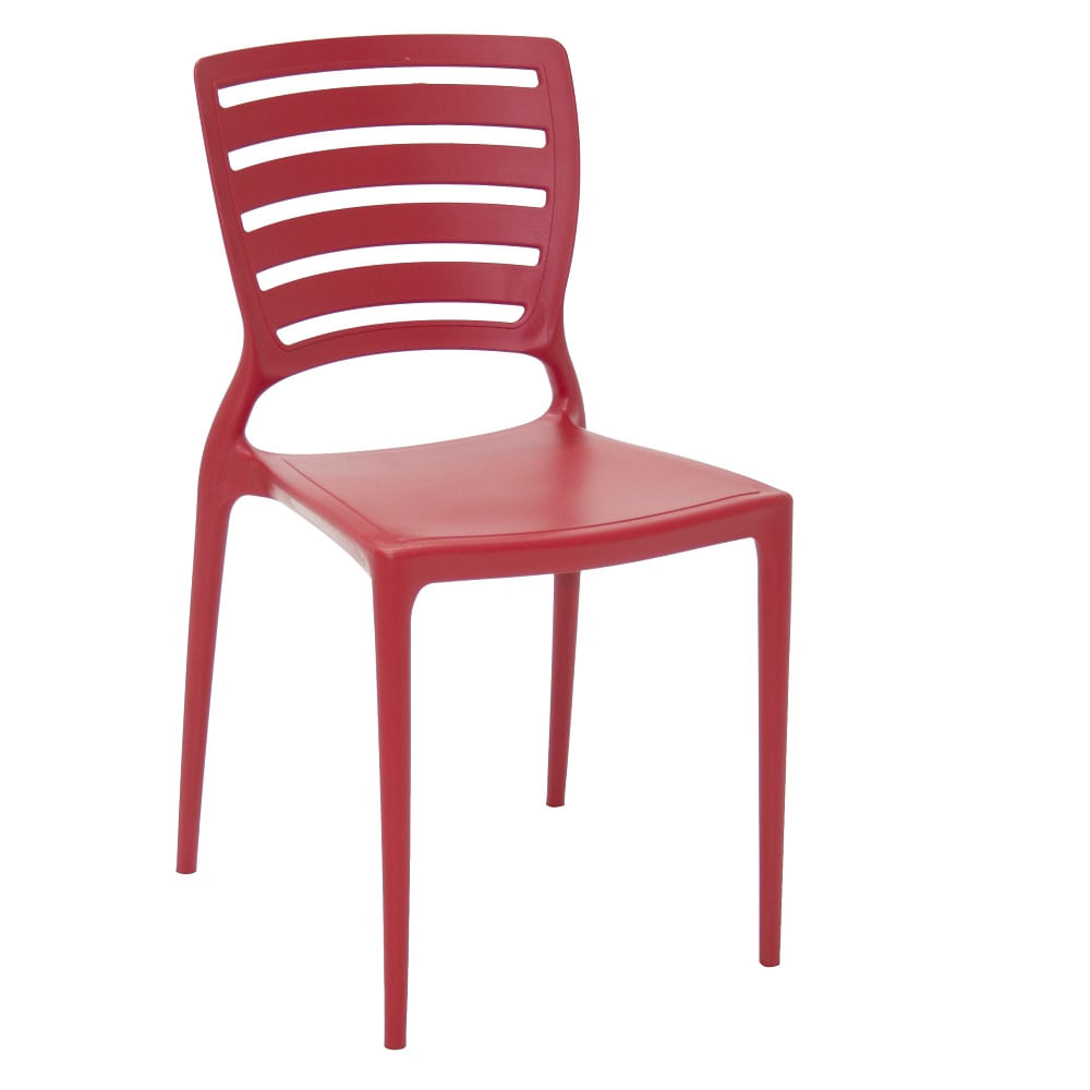 Conjunto de 4 Cadeiras Plásticas Tramontina Sofia com Encosto Horizontal em Polipropileno e Fibra de Vidro Vermelho - Imagem 4