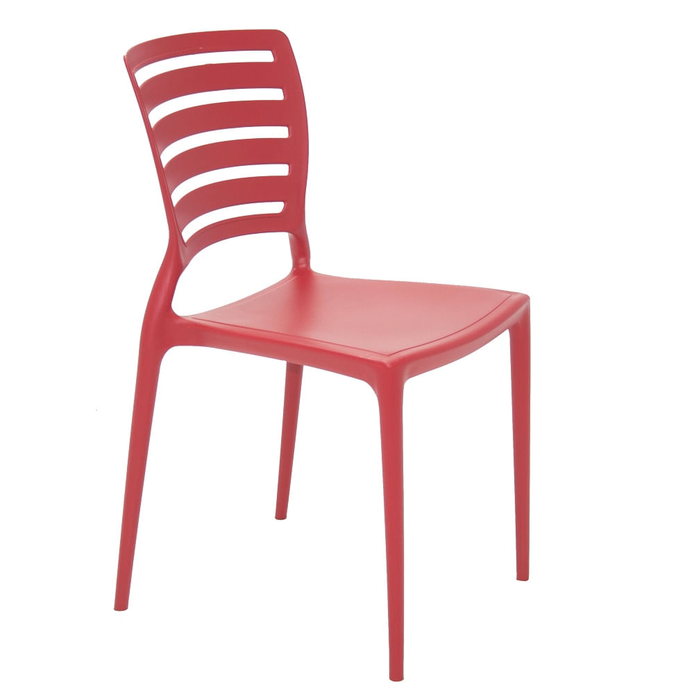 Conjunto de 4 Cadeiras Plásticas Tramontina Sofia com Encosto Horizontal em Polipropileno e Fibra de Vidro Vermelho - Imagem 7