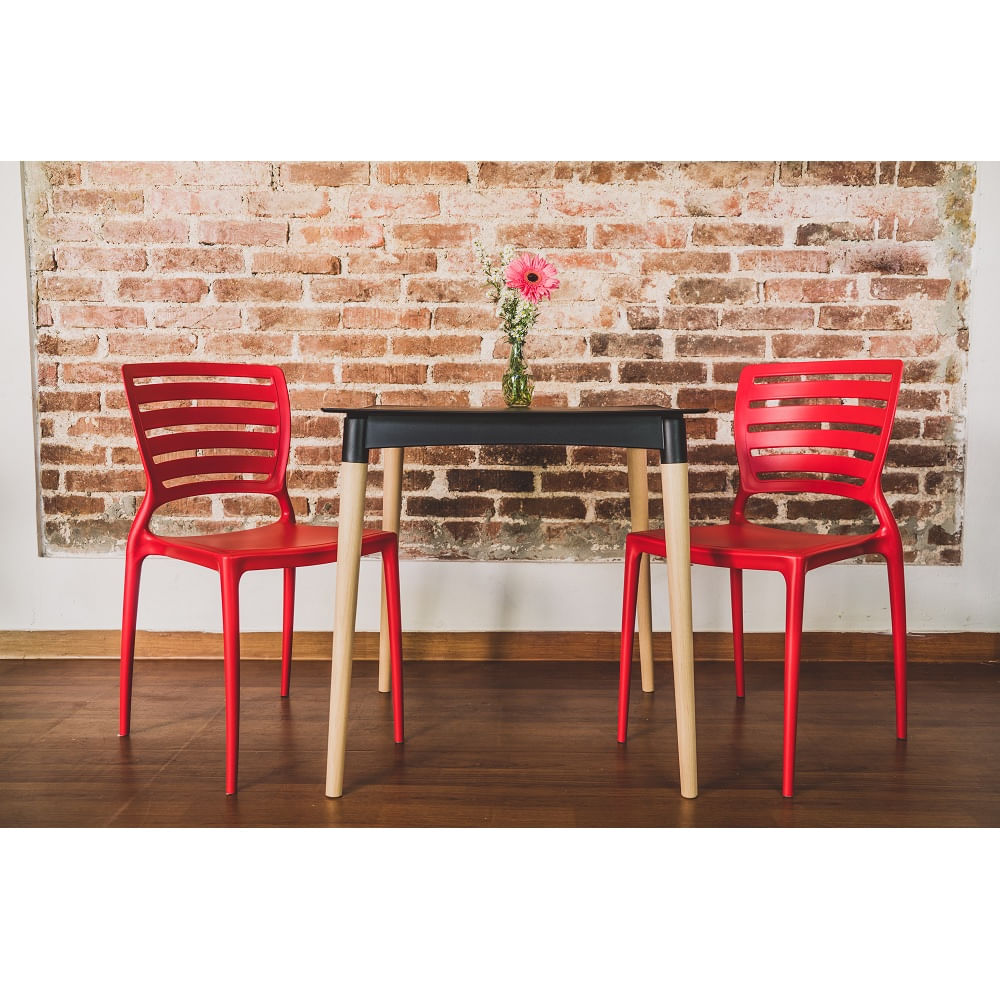 Conjunto de 4 Cadeiras Plásticas Tramontina Sofia com Encosto Horizontal em Polipropileno e Fibra de Vidro Vermelho - Imagem 9